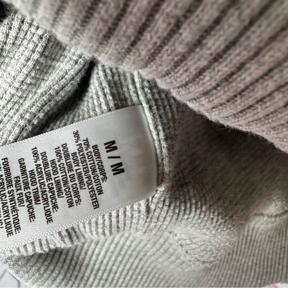 Aeropostale hoodie fur trim hood knit crochet neon inside hood zip up sweater - Picture 12 of 14